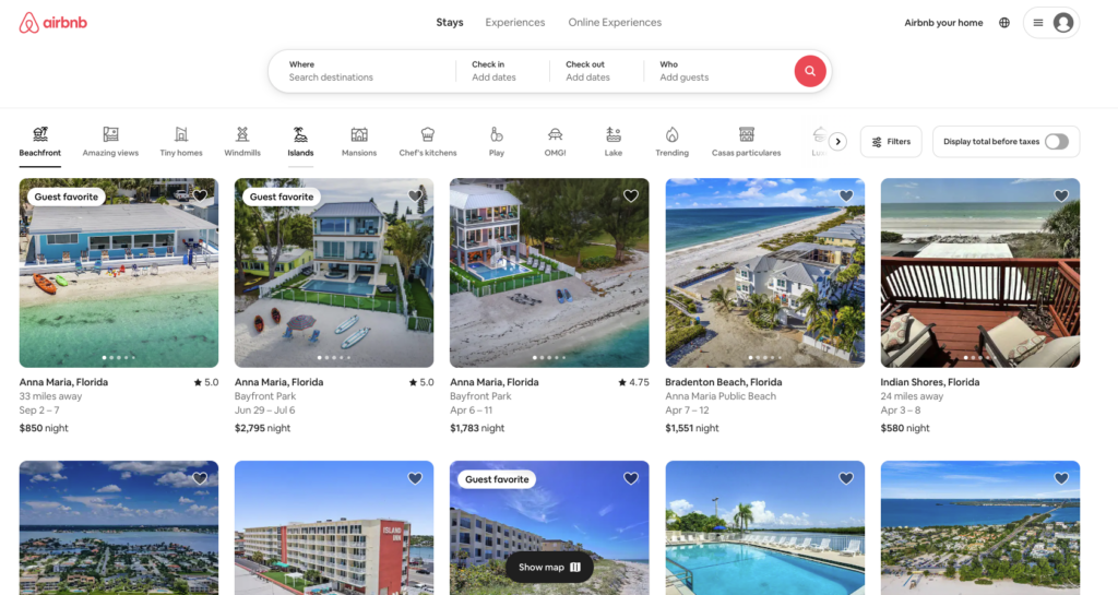 Airbnb user-friendly website design