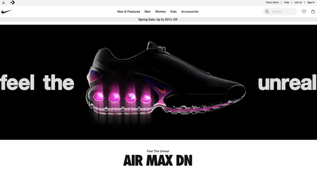 Nike user-friendly website design